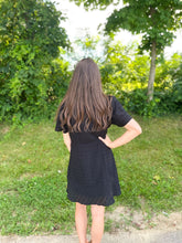 Load image into Gallery viewer, Black Short Sleeve Textured Dress
