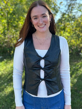 Load image into Gallery viewer, Front Tie Pleather Vest
