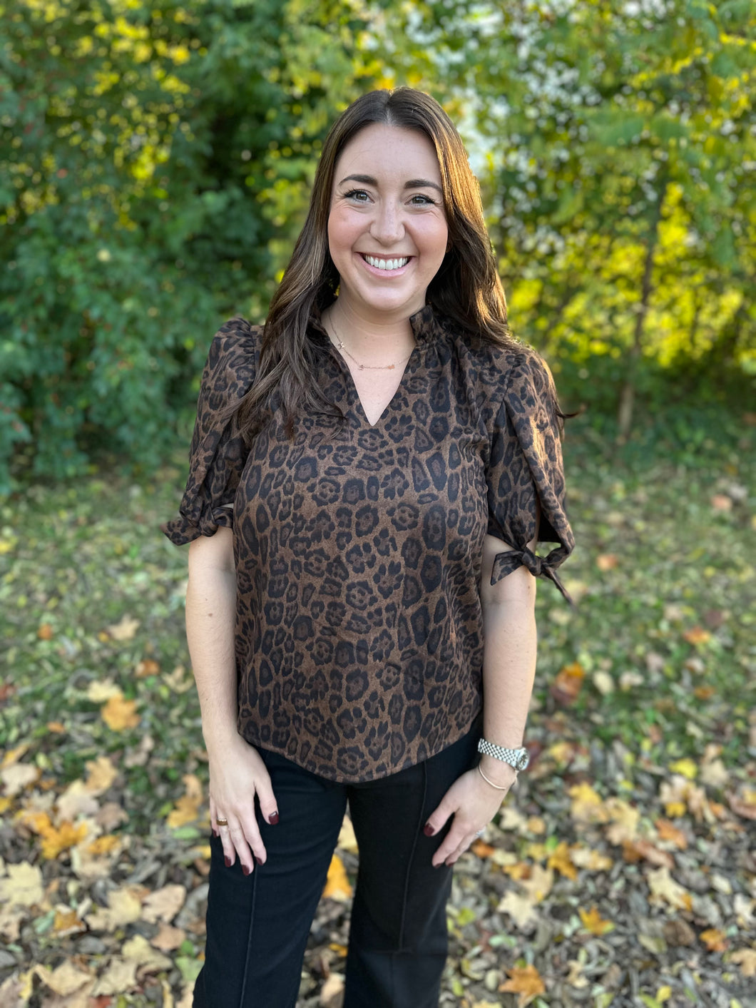 Short Sleeve Cheetah Print Top