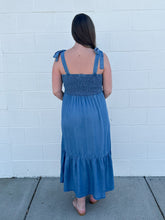 Load image into Gallery viewer, Chambray Smocked Midi Dress
