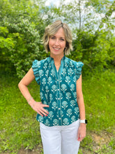 Load image into Gallery viewer, Ruffle Sleeve Flower Print Top

