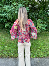 Load image into Gallery viewer, Burgundy Long Sleeve Floral V Neck Top

