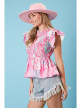 Load image into Gallery viewer, Floral Poplin Smocked Top
