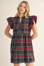 Load image into Gallery viewer, Ruffled Sleeve Plaid Dress
