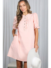 Load image into Gallery viewer, Ruffled Button Placket Cotton Dress
