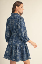 Load image into Gallery viewer, Ruffle Detail Textured Denim Dress

