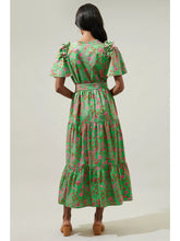 Load image into Gallery viewer, Jade Floral Escondido Tiered Shift Midi Dress
