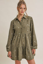 Load image into Gallery viewer, Meadow Market Daisy Embroidered Corduroy Mini Dress
