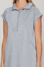 Load image into Gallery viewer, Light Blue Drop Shoulder Half Zip Dress
