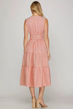 Load image into Gallery viewer, Woven Striped Sleeveless Tiered Midi Dress
