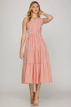 Load image into Gallery viewer, Woven Striped Sleeveless Tiered Midi Dress
