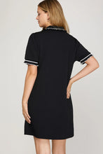 Load image into Gallery viewer, Black Rib Band Collar Neck Quilted Knit Mini Dress
