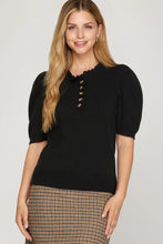 Load image into Gallery viewer, Short Sleeve Ruffle Neck Top
