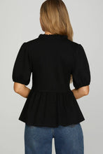 Load image into Gallery viewer, Short Sleeve Ruffled Neck Knit Top
