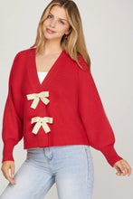 Load image into Gallery viewer, Long Sleeve Front Bow Sweater Cardigan
