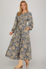 Load image into Gallery viewer, Dusty Blue Long Sleeve Woven Maxi Dress
