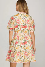 Load image into Gallery viewer, Cream Short Sleeve Woven Print Mini Dress
