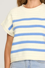 Load image into Gallery viewer, Drop Short Sleeve Striped Knit Sweater
