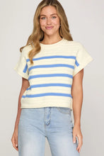 Load image into Gallery viewer, Drop Short Sleeve Striped Knit Sweater
