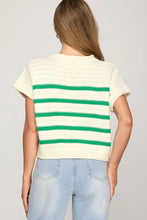 Load image into Gallery viewer, Drop Short Sleeve Striped Knit Sweater
