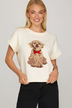 Load image into Gallery viewer, Drop Short Sleeve Puppy Knit Sweater
