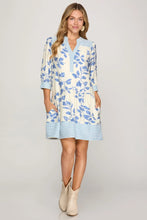 Load image into Gallery viewer, 3/4 Sleeve Woven Print Mini Dress
