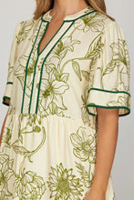 Load image into Gallery viewer, Green Short Sleeve Tiered Mini Dress
