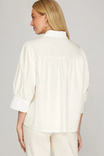 Load image into Gallery viewer, Half Cuff Sleeve Woven Button Down Shirt Top
