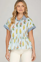 Load image into Gallery viewer, Drop Shoulder Button Down Printed Top
