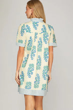 Load image into Gallery viewer, Short Sleeve Ruffle Neck Button Down Mini Dress
