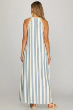 Load image into Gallery viewer, Striped Halter Neck Woven Maxi Dress
