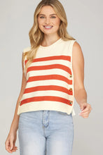 Load image into Gallery viewer, Orange Stripe Sleeveless Sweater Top
