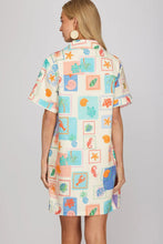 Load image into Gallery viewer, Short Sleeve Vaca Print Button Down Mini Dress

