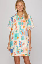 Load image into Gallery viewer, Short Sleeve Vaca Print Button Down Mini Dress
