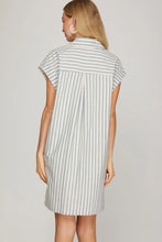 Load image into Gallery viewer, Striped Collared Button Down Mini Dress
