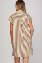 Load image into Gallery viewer, Striped Collared Button Down Mini Dress
