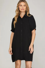 Load image into Gallery viewer, Short Sleeve Button Down Mini Dress
