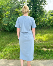 Load image into Gallery viewer, Slate Blue Cropped Tee and Skirt Set
