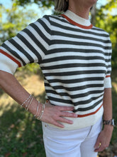Load image into Gallery viewer, Cream Striped Short Sleeve Knit Top
