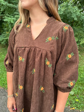 Load image into Gallery viewer, Corduroy Embroidered Dress
