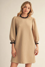 Load image into Gallery viewer, 3/4 Puff Sleeve Textured Solid Shift Dress
