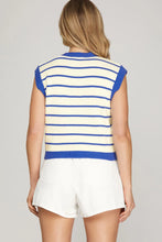 Load image into Gallery viewer, Sleeveless Round Neck Striped Sweater Top
