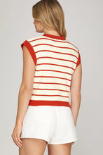 Load image into Gallery viewer, Sleeveless Round Neck Striped Sweater Top
