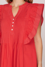 Load image into Gallery viewer, Red Pintuck Ruffled Sleeve Woven Mini Dress
