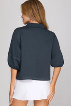 Load image into Gallery viewer, Half Sleeve Half Zip Knit Top
