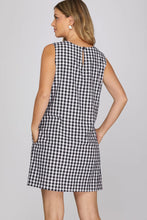 Load image into Gallery viewer, Gingham Round Neck Woven Mini Dress
