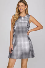 Load image into Gallery viewer, Gingham Round Neck Woven Mini Dress
