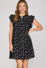 Load image into Gallery viewer, Black Polka Dot Mini Dress

