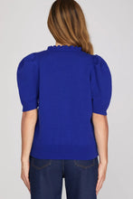 Load image into Gallery viewer, Short Sleeve Ruffle Neck Top

