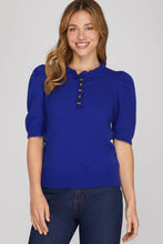 Load image into Gallery viewer, Short Sleeve Ruffle Neck Top

